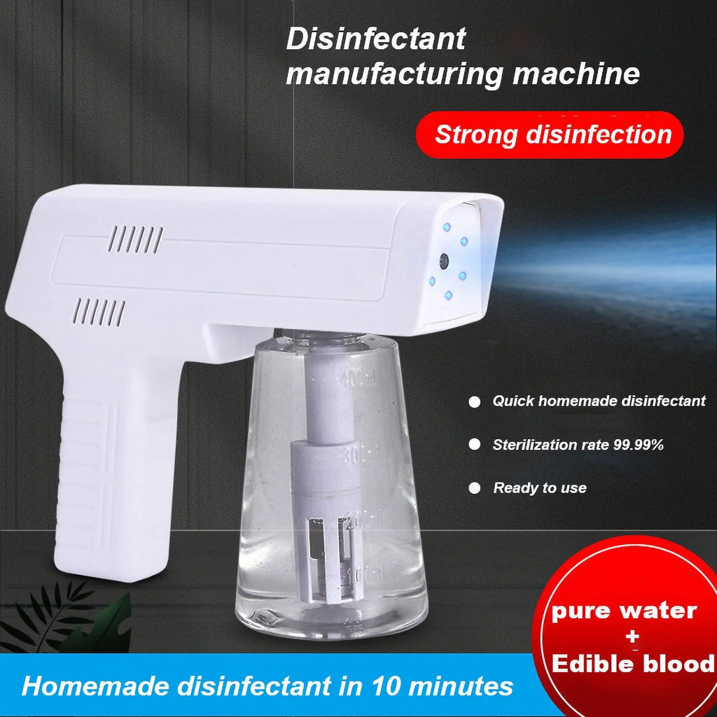 Maker, Spray Blue Light 3-in-1 Electrolysis Gun NaClO and Disinfectant liquid Generator, Disinfection