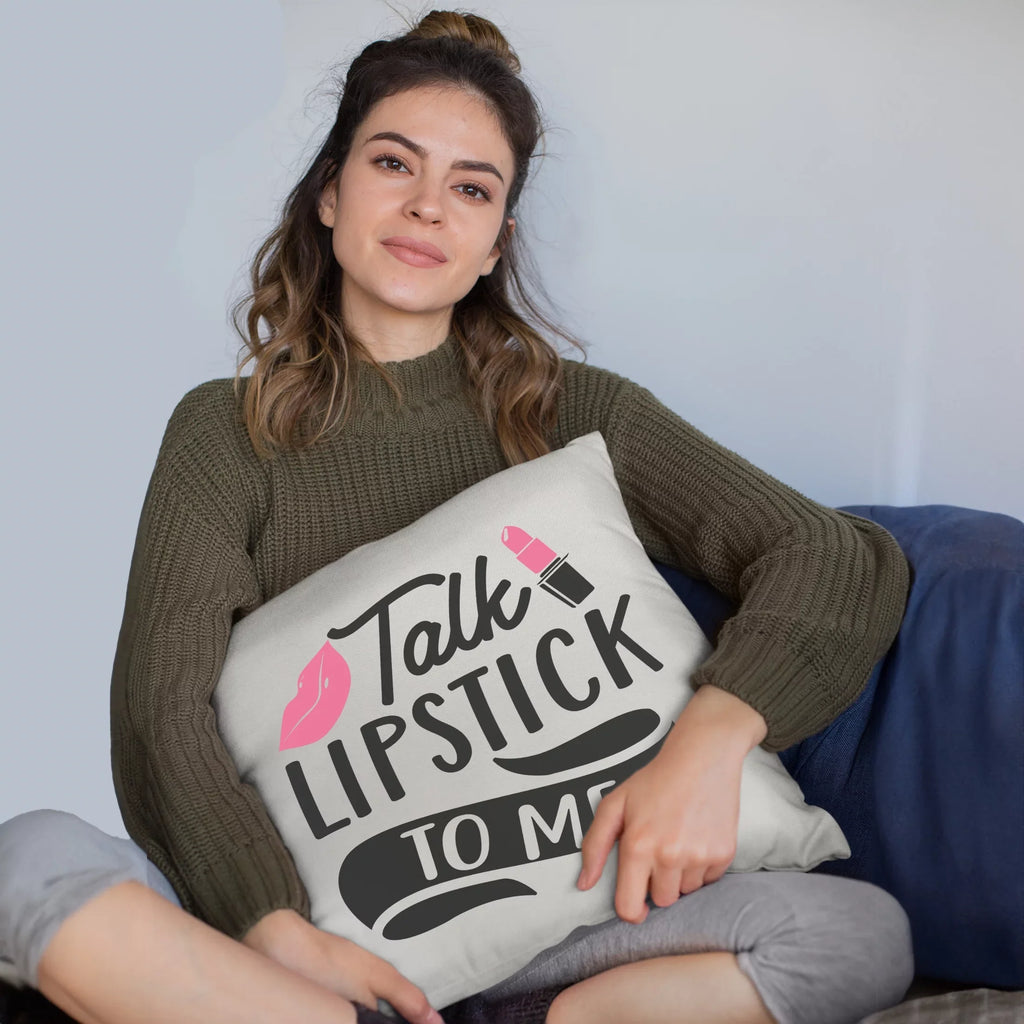 Lipstick Pink to Talk Makeup Makeup Cosmetologist, 18X18 Me Cover, Pillow IN Beauty for for or w/ White Lips - Merch Lovers, Themed Design Artist Gift