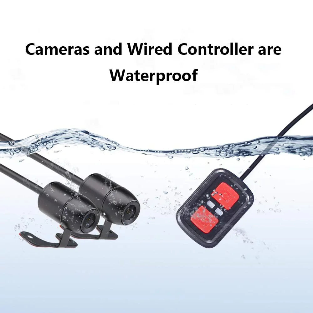 Front 1080P Channels VSYSTO 2 WiFi Cam, Motorcycle G-sensor & Angle Camera HD Recorder, Video Night Wide Dash No Driving Rear Loop 130° Vision Recording, Screen