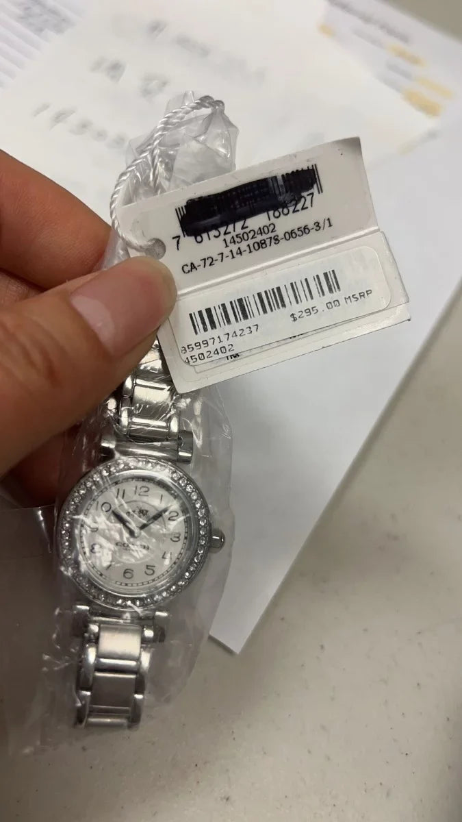 14502402 Silver Stainless Coach Watch Glitz Steel Crystal Madison Tone