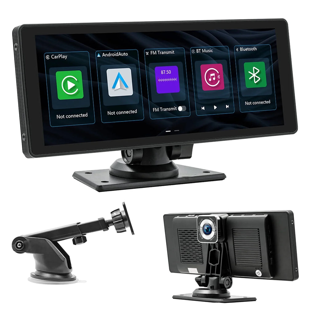 Carplay CAIHONG Detachable Screen with IPS Bluetooth, Touchscreen, Radio Camera, & Cam Auto 2.5K & Navigation, & Portable Car Mount, 10.26" HD Stereo, Wireless 1080P Backup Adjustable Android GPS Dash