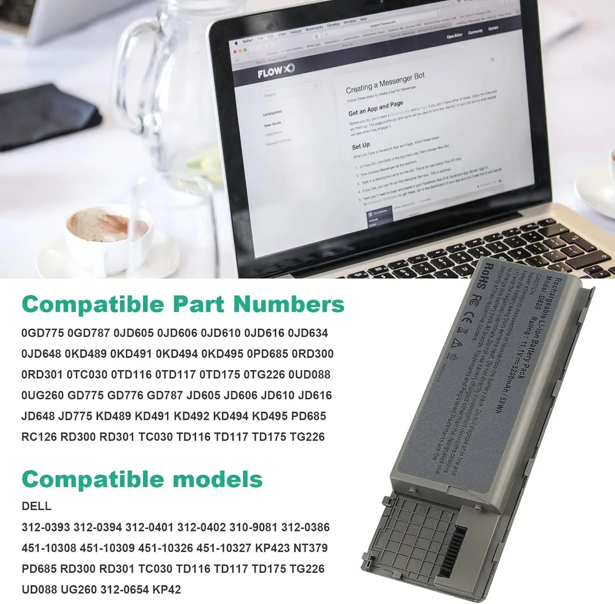 312-0383, P/N's: Buying JD634, Fancy for D630N D620 D630 D640 y Latitude PC764, D630C 451-10298 D631 Laptop