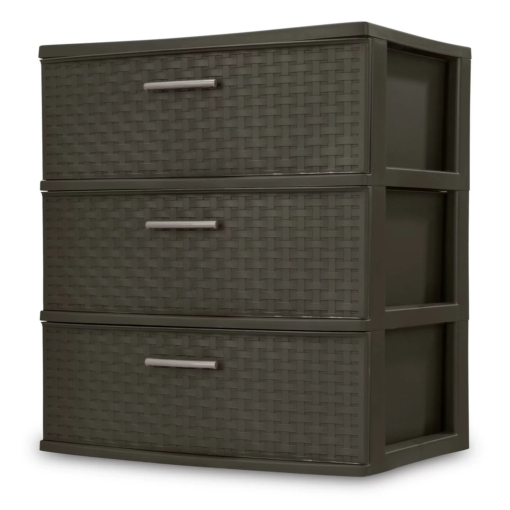 Design 3-Drawer of Weave 1 Wide Brown, Tower, Case Storage Sterilite