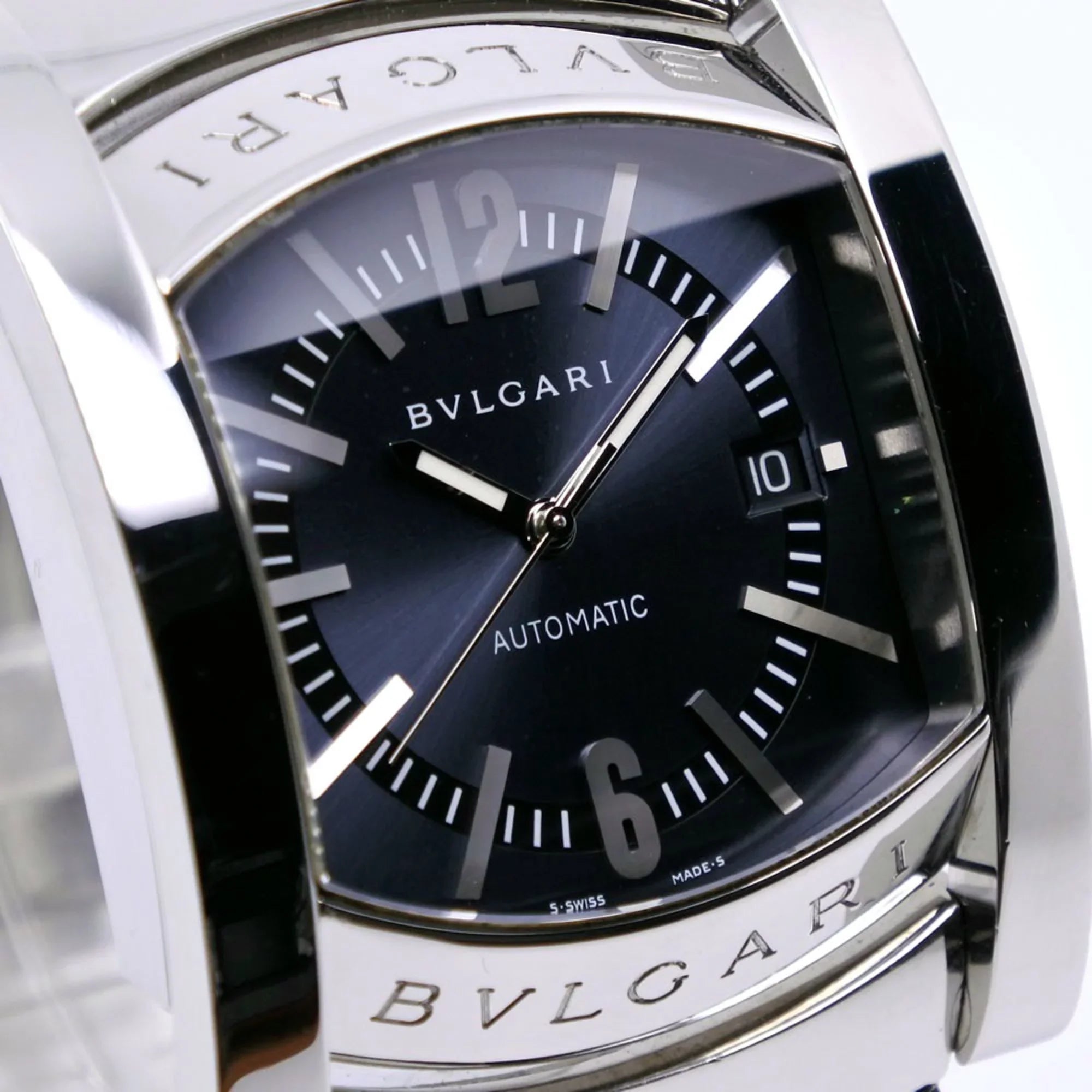 Automatic Watch Stainless Steel Navy AA48S Men's Silver Dial Bvlgari Pre-Owned Ashoma (Good)