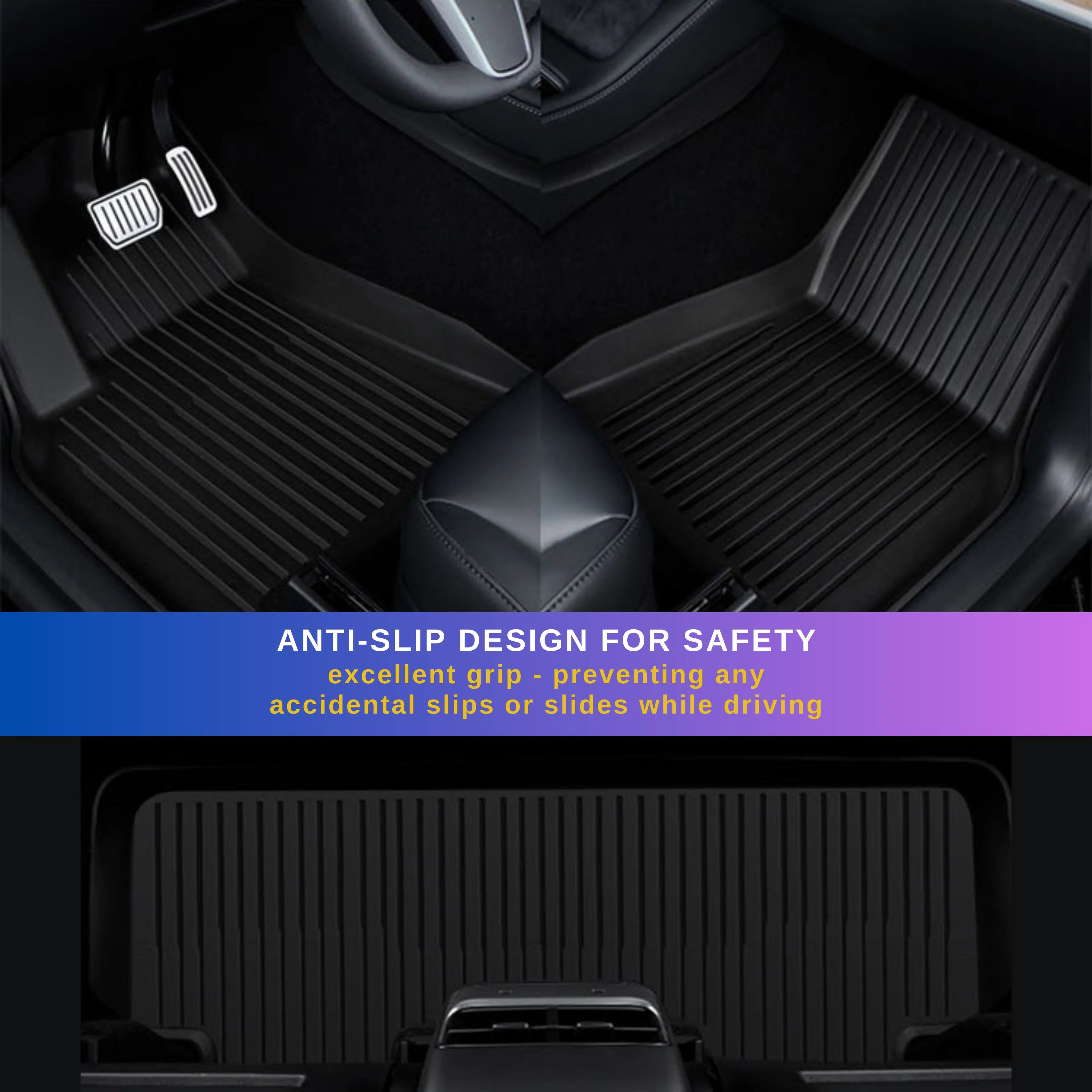 for 2020-2023 All Mat Floor climate Cargo Car Trunk 6-Piece BunnyBird Tesla Liner Accessories TPE Mat Model 3-5-Seater