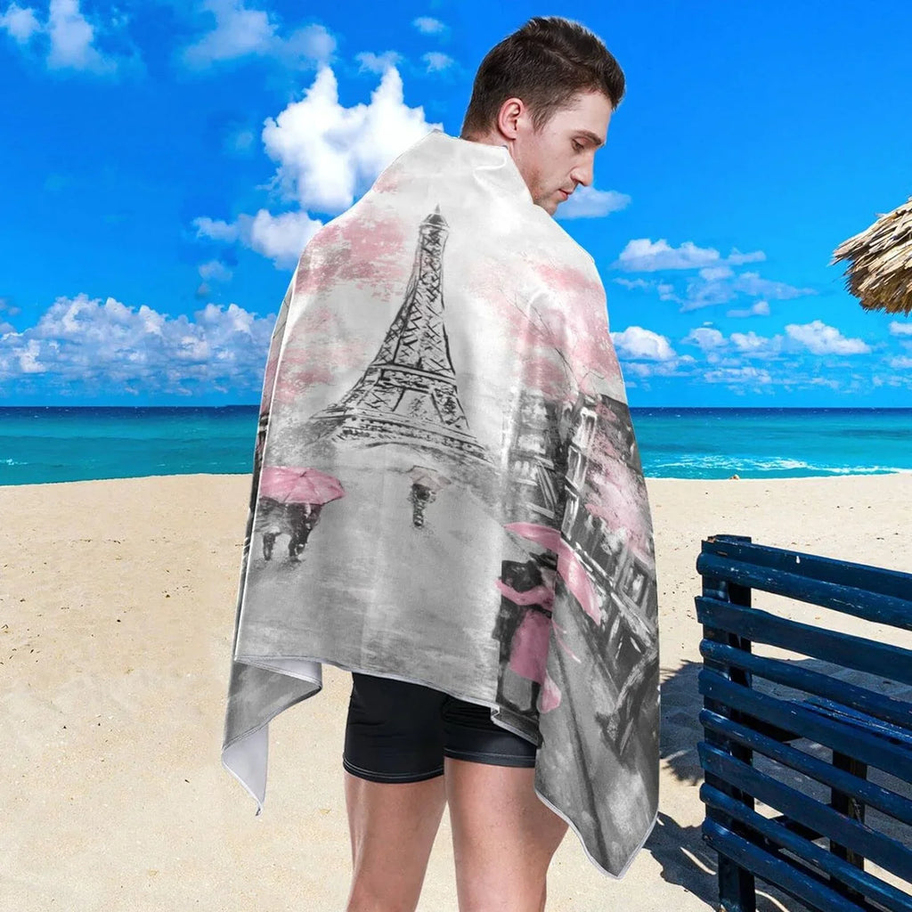 Beach Yoga Multipurpose Swim Tower Sand Dry Lightweight Bath Paris Pool Thin Microfiber Quick Free Towel Towel 30”X60” Romantic Oversized Towel Eiffel Towel, Shower Bestwell Blanket,