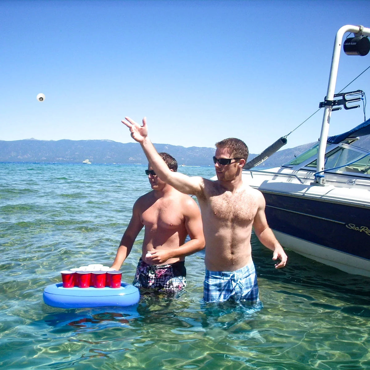 Game (5 GoPong Floating Pool Pool Pieces) Rack Beer Pong