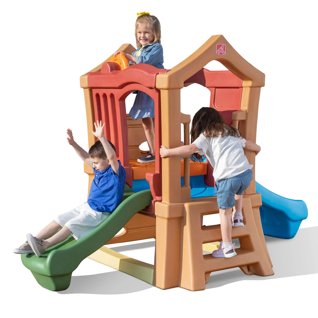 Toddlers Play Double Slide Climber, Up Step2