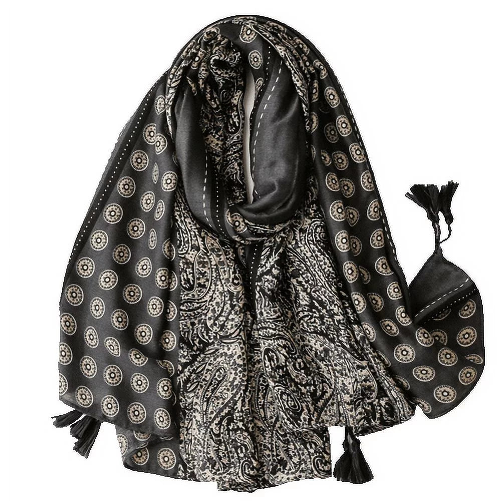 Black Circle White And And Scarf Paisley