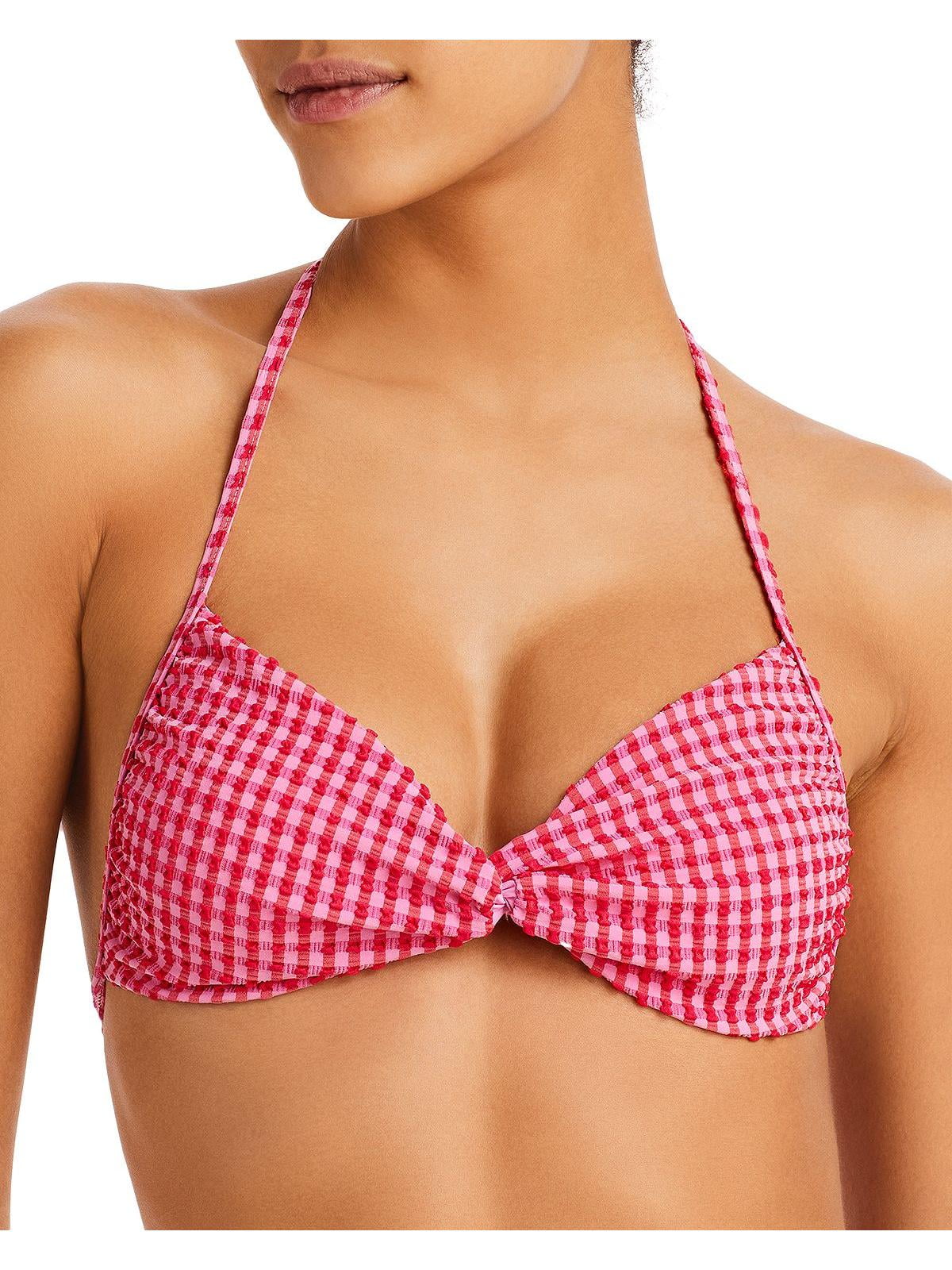 Gingham Space Twister Womens Halter Bikini L Top Swim