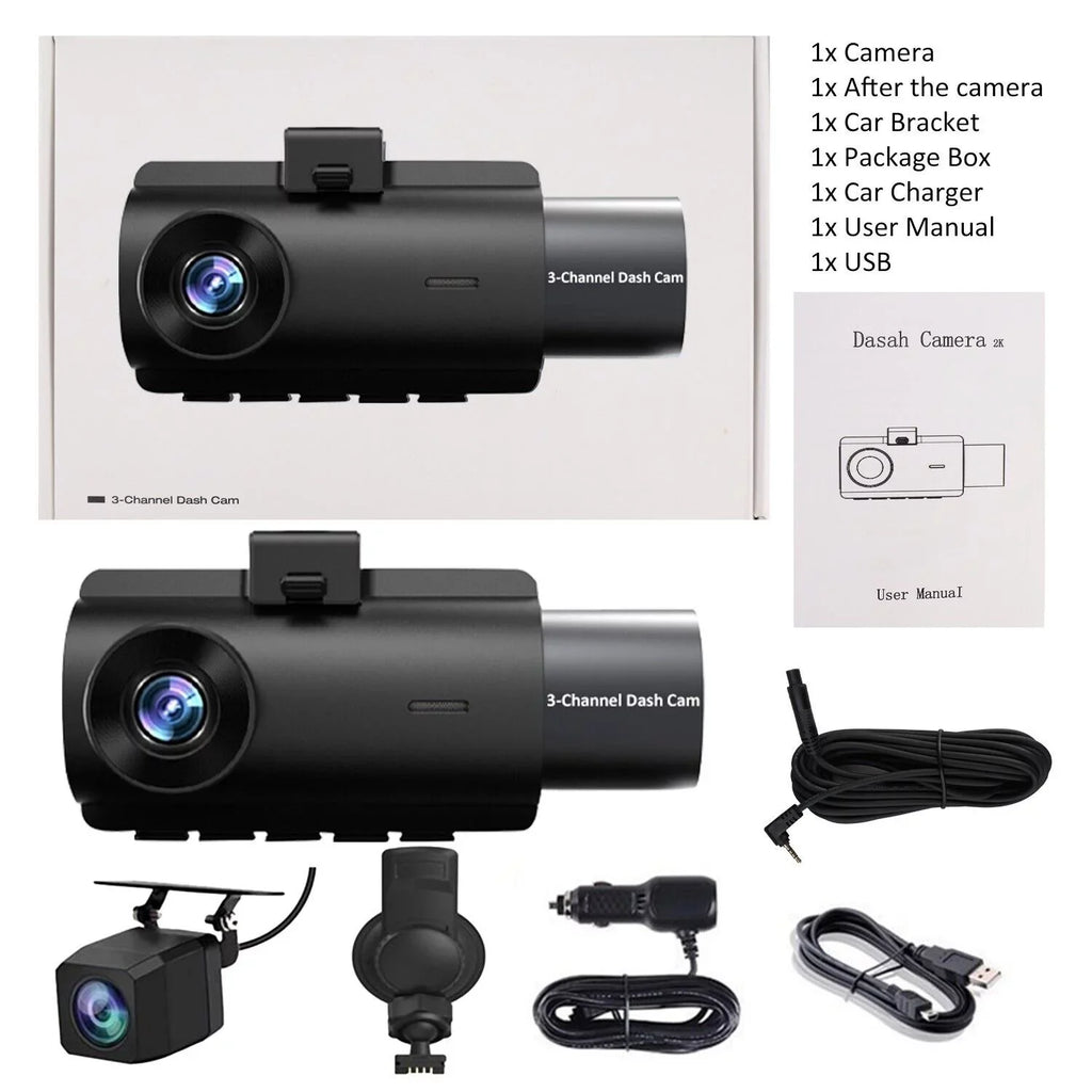 Recorder 4K Rear & Camera Cars Track Front True 3 Video Lens Dual WiFi&GPS Dash