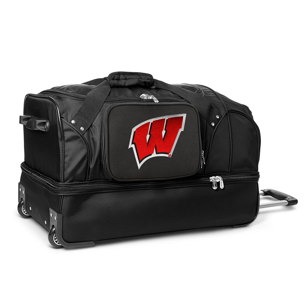 2-Wheel Bag Bottom Black Badgers Rolling 27'' Wisconsin Drop Duffel MOJO