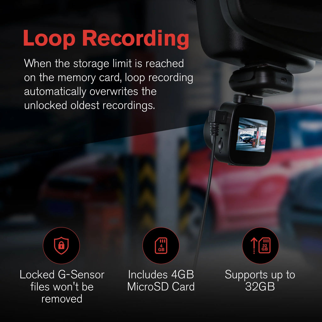 Wide App, Recording with 2.4" LCD with YADA Record Park Degree 1080p Loop Mode, G-Sensor Lense, Roadcam Angle 140 and Screen, Technology