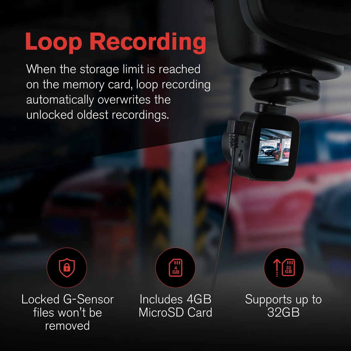Wide App, Recording with 2.4" LCD with YADA Record Park Degree 1080p Loop Mode, G-Sensor Lense, Roadcam Angle 140 and Screen, Technology