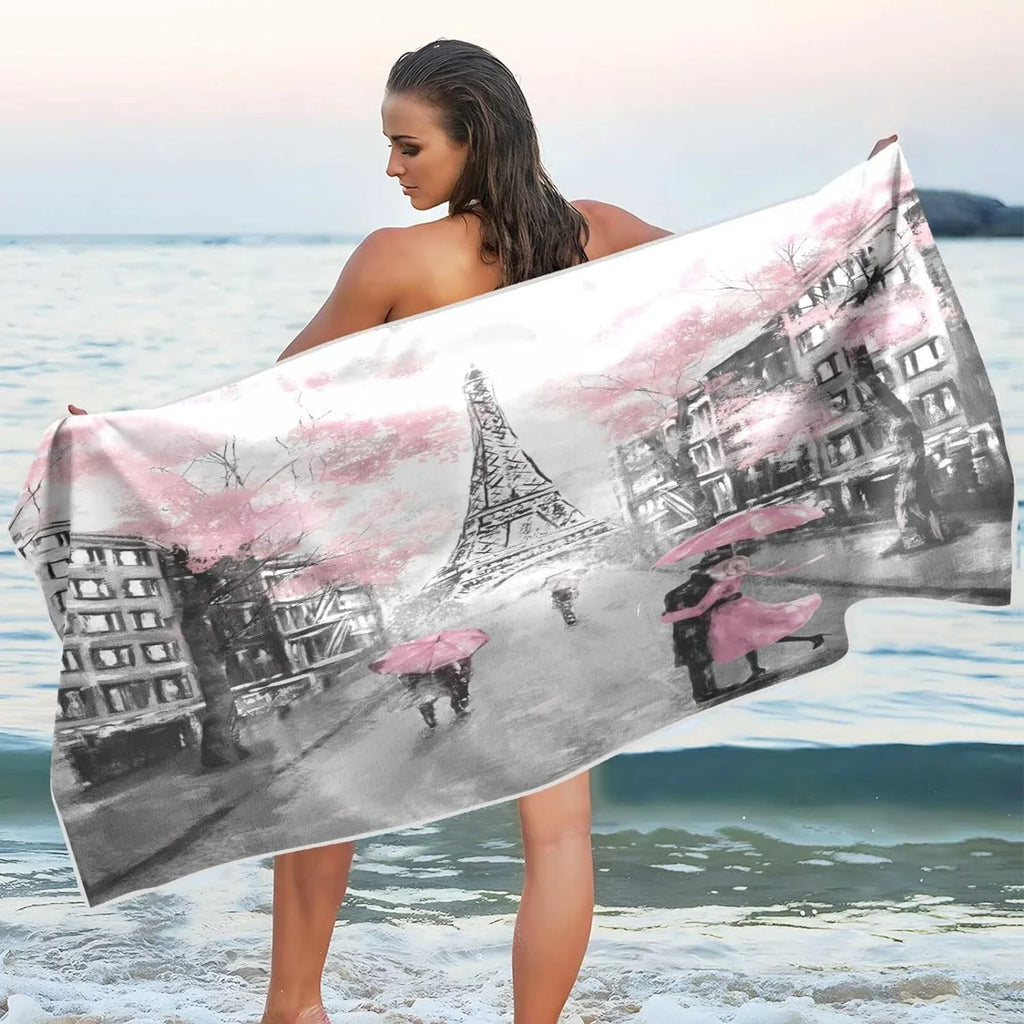 Beach Yoga Multipurpose Swim Tower Sand Dry Lightweight Bath Paris Pool Thin Microfiber Quick Free Towel Towel 30”X60” Romantic Oversized Towel Eiffel Towel, Shower Bestwell Blanket,