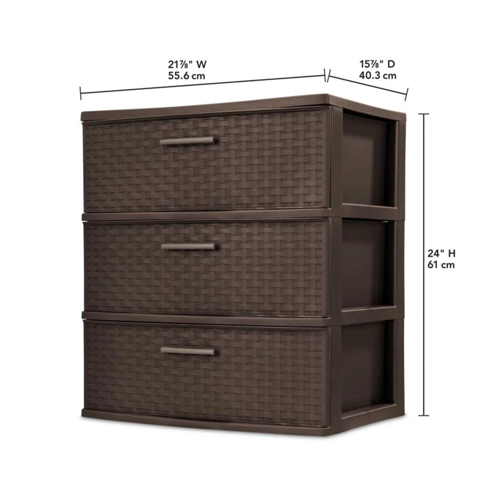 Design 3-Drawer of Weave 1 Wide Brown, Tower, Case Storage Sterilite