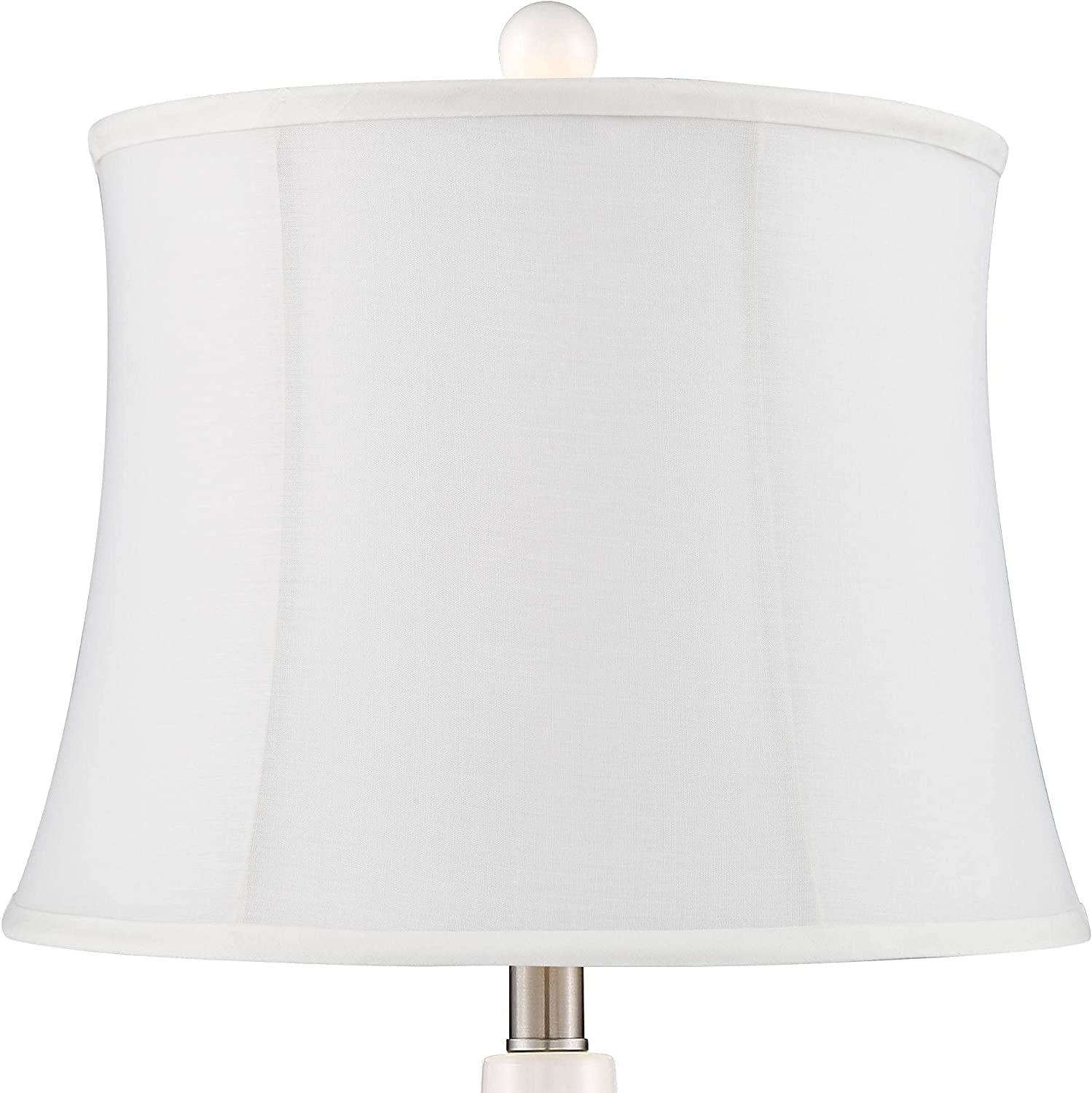 Double House Nightstand Tall Ceramic Modern Softback 25" White Bedroom Bedside Home Lighting for Tapered Entryw Jane Gourd Fabric Room Drum Lamps Living Table Shade TJUNBOLIFE Office