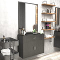(Black) Styling Drawer, 2 Spa Station Doors Salon Mount Hair Artist Wall Mirror, Makeup Hand with Barber