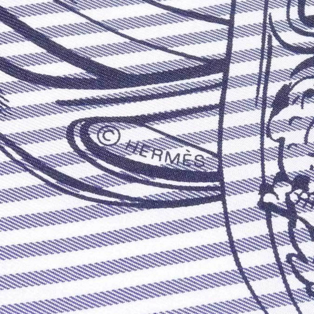 GALA ladies scarf Hermes BRIDES 90 navy de Pre-Owned x HERMES silk Carre (Good) white