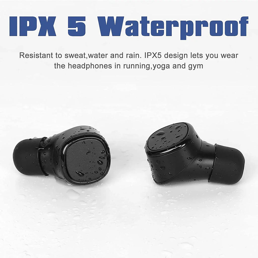 Bass Mic Mic Waterproof Wireless Built-in Earbuds in-Ear For Control 1 III Black Deep Xperia Touch UrbanX True Headphones - 5.0 Earbuds Sports Earphones IPX5 with Bluetooth X7