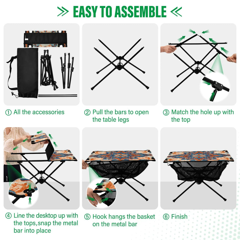 for Storage Table Table BBQ with Mandala Travel Compact Portable Table Camping Bag Fishing Folding exterior Picnic Beach Pattern