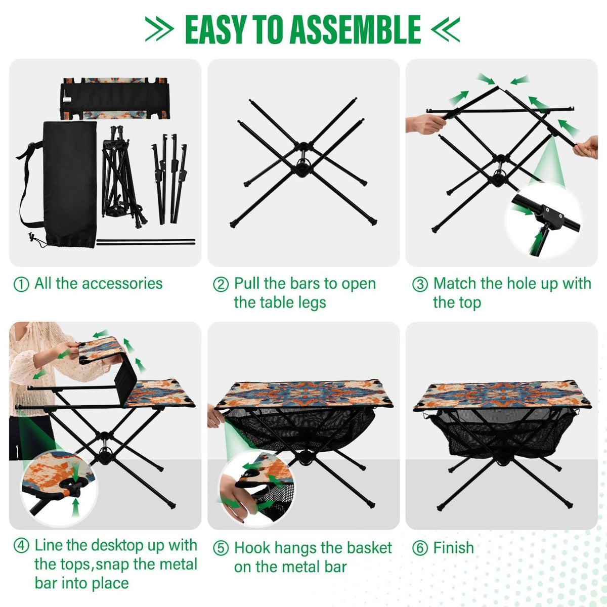 for Storage Table Table BBQ with Mandala Travel Compact Portable Table Camping Bag Fishing Folding exterior Picnic Beach Pattern