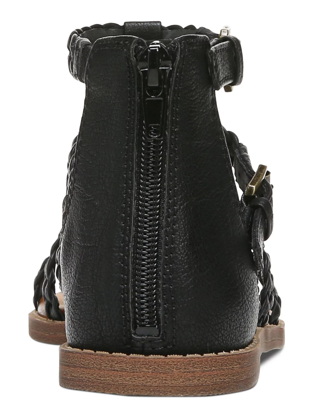 Accent Cushioned Zip-Up 5.5 Toe Round Shoes Womens Black Woven M Camelia Buckle ZODIAC Sandals Gladiator