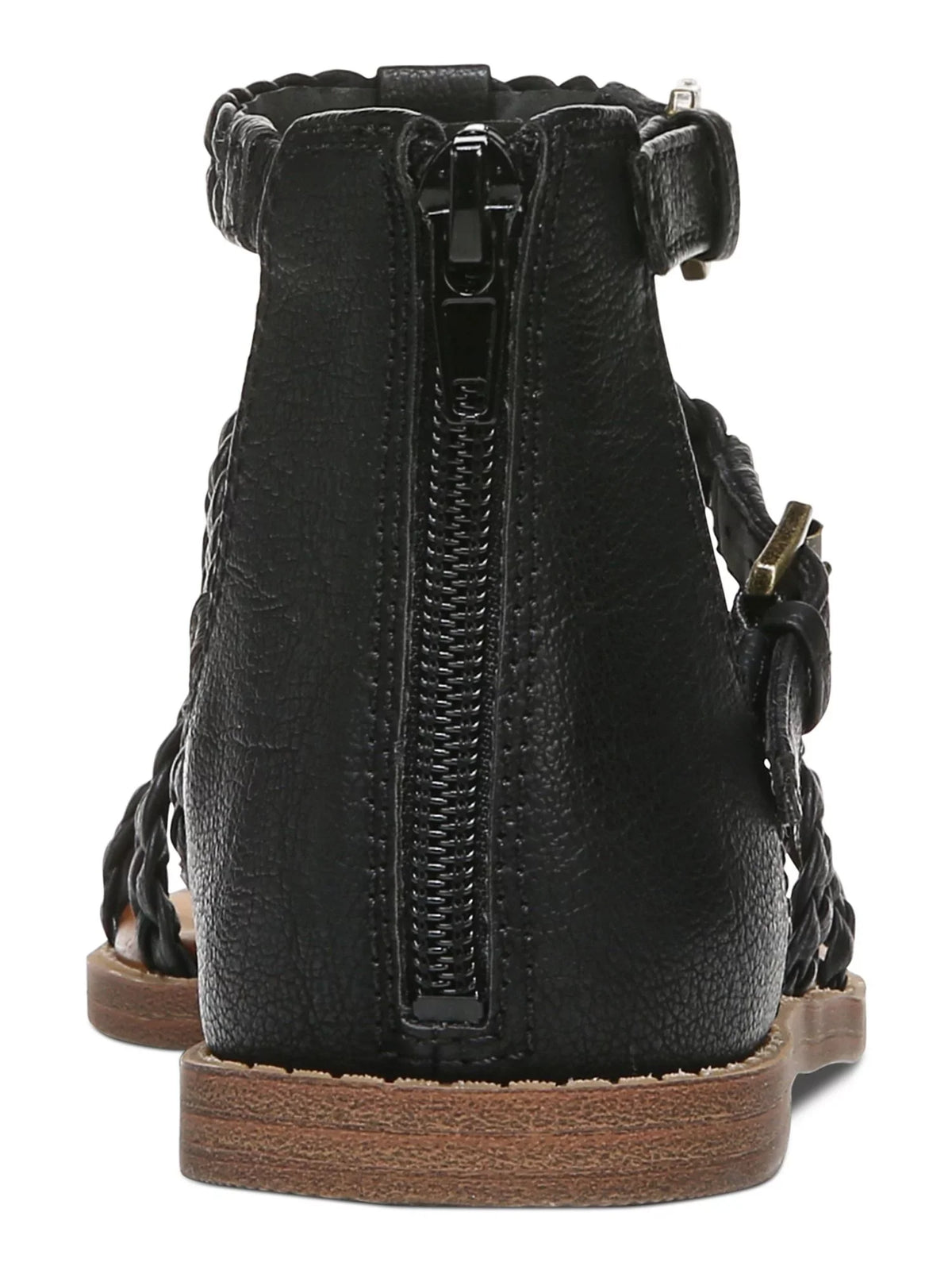 Accent Cushioned Zip-Up 5.5 Toe Round Shoes Womens Black Woven M Camelia Buckle ZODIAC Sandals Gladiator