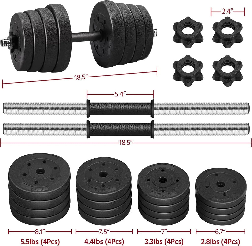 Gym/home for Adjustable 66LB Strength Plates Training Set, Fitness Men Body Cap and Women Weight Dumbbell Barbell Workout