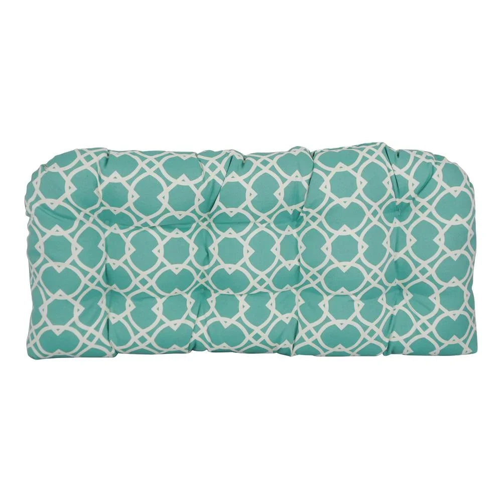 Patterned Spun Pool Blazing Polyester in. Bench Settee U-Shaped 19 Elipse Cushion, Needles Tufted 42 & x