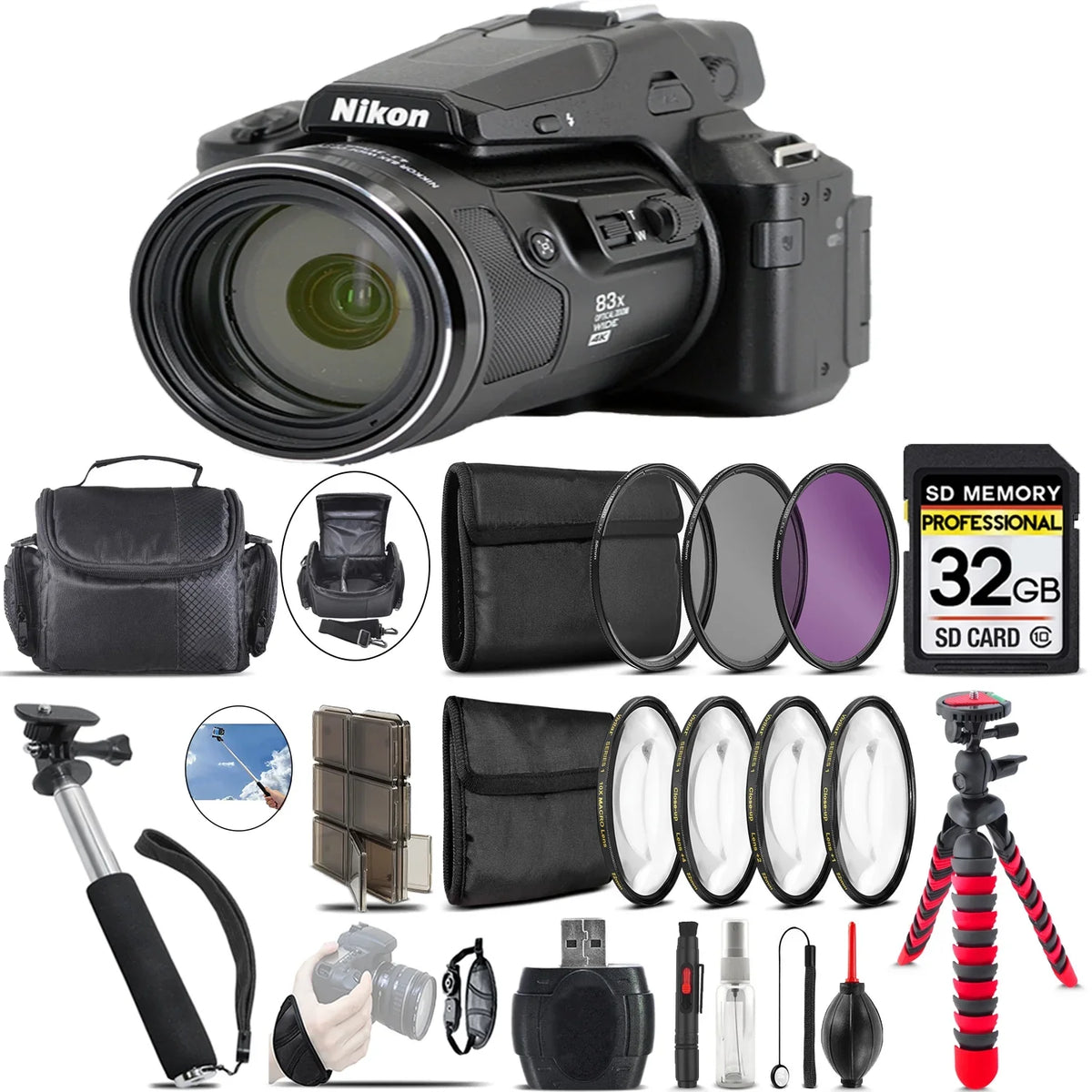 Spider - Bundle COOLPIX Case Digital + Camera + P950 32GB Nikon Tripod