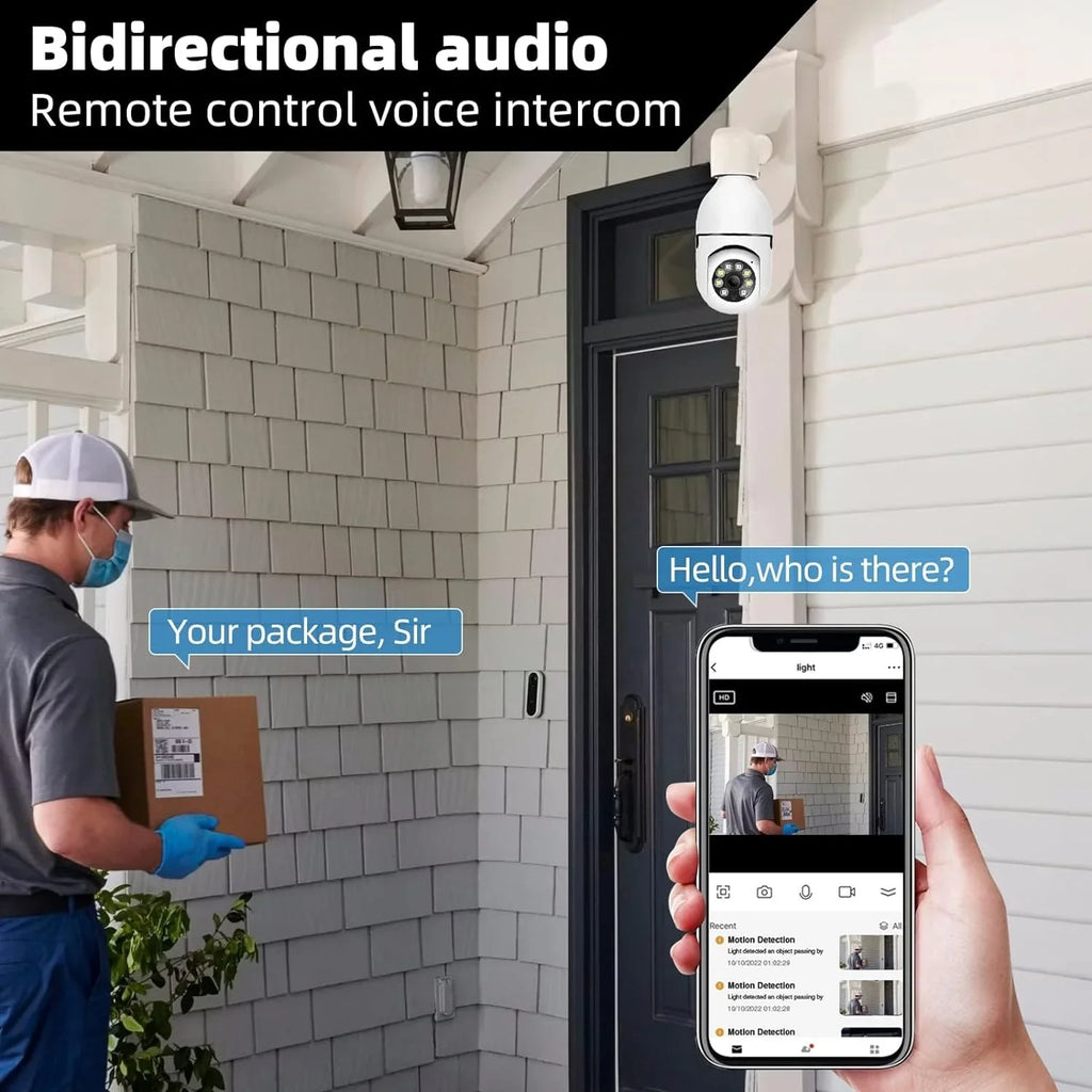 Camera,With Link, QAMY 360° Screw Extension Camera Bulb In 2.4g PTZ Bulb Light Security Camera, Light Optapower
