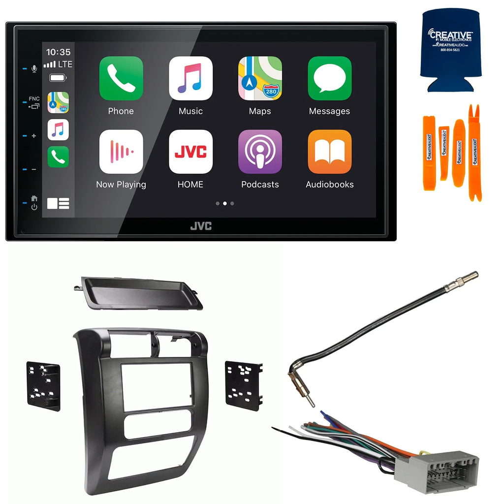 JVC Media Digital Adaptor, Harness Antenna Receiver CarPlay/Android Compatible 6.8" - Auto Bundle with Dash Wrangler, and KW-M560BT JVC with Wiring 03-06 Kit,