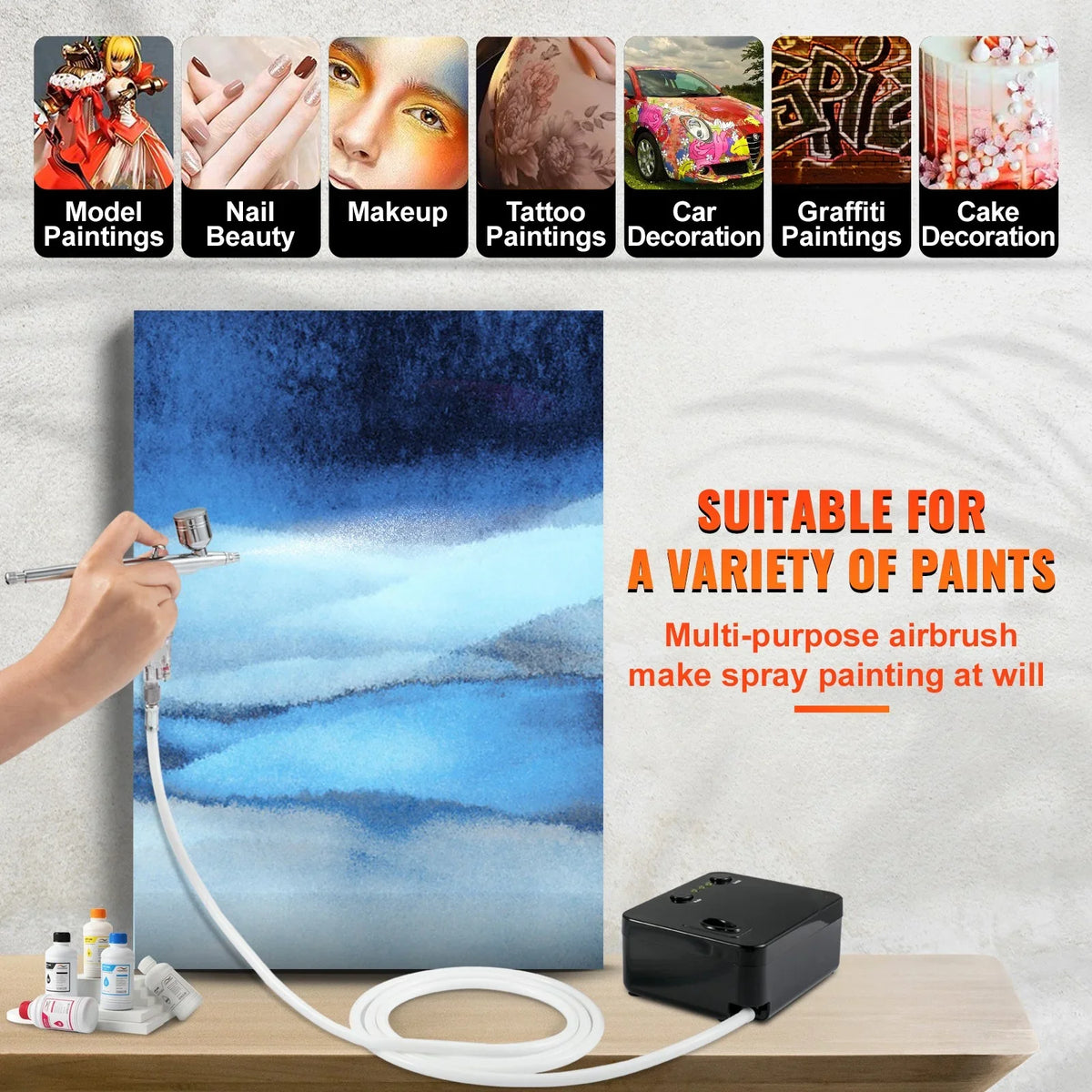 Feed Airbrush BENTISM Kit Kit, Tattoo Portable Airbrush Makeup Dual-Action Gravity with Set Nail Airbrushing Airbrushes, w/Multi-Purpose System Compressor, Art Cookie