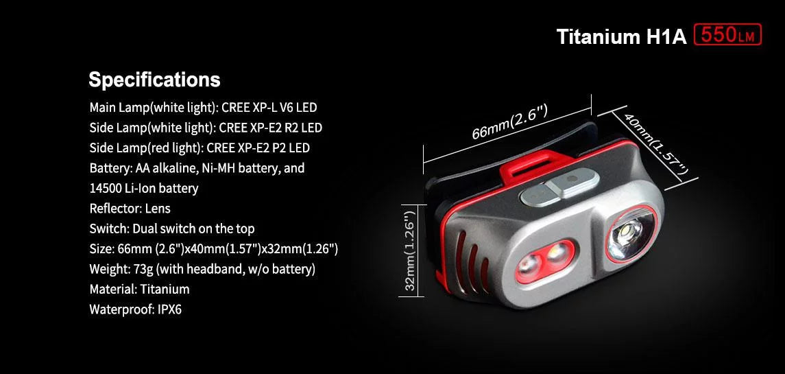 '-550 H1A -CREE Included XP-L Headlamp Lumens Klarus -Battery Rechargeable LED V6