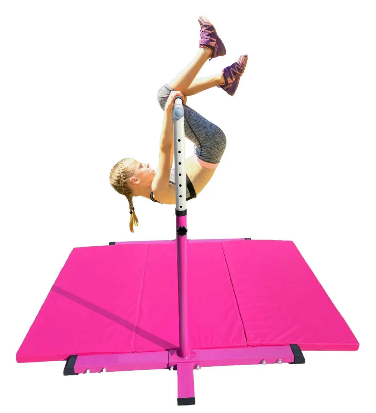 Height Kids Bar Gymnastic Cushioned Handrail, Athletic Adjustable to Gymnastics Training Pink Gymnasts Horizontal FT Kip Bar, for 6’x4’ Bar Gymnastics Mat 5 3 Expandable Bar with for Junior Bar and