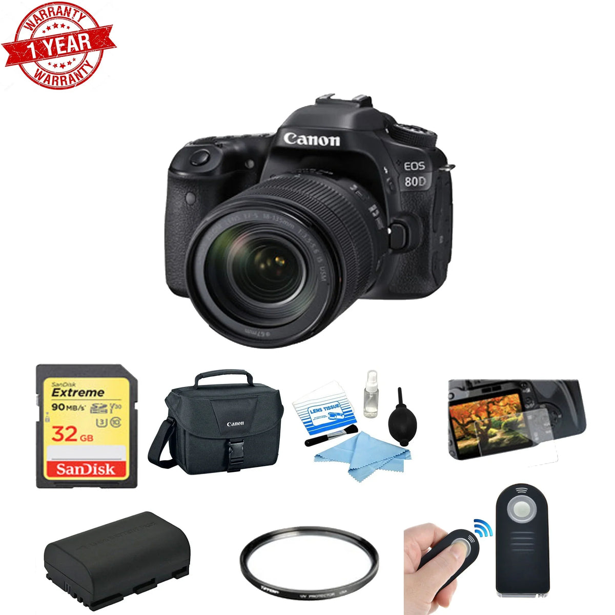 80D Basic Canon DSLR Kit with EOS Lens 18-135mm Camera