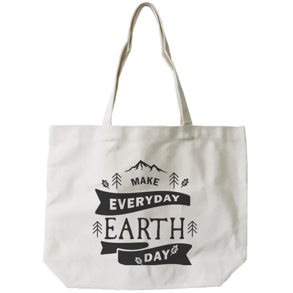 Book Everyday Cute Natural Canvas Earth Day Canvas School Bag for Bag Make Tote