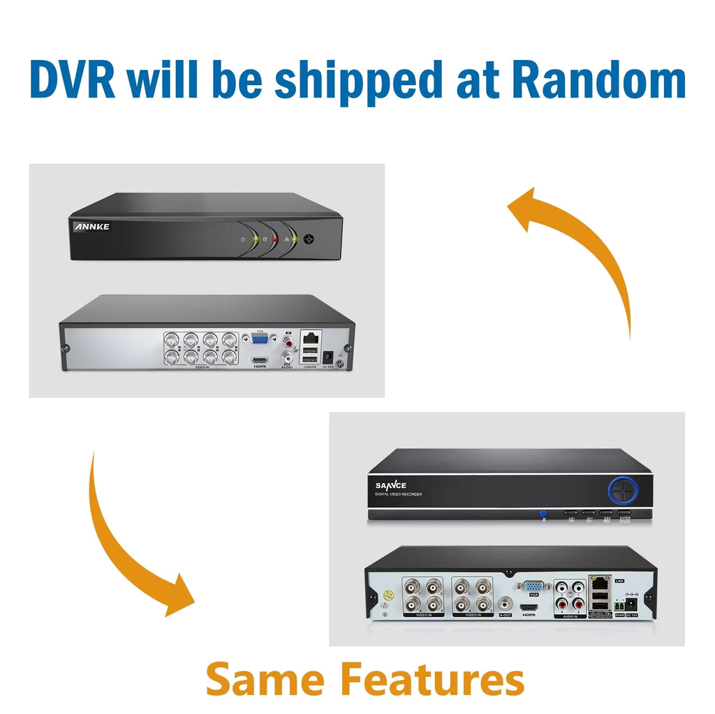 P2P , 720P and Access 1080N Surveillance System Camera (8) CCTV Night Technology/E-Cloud Remote IP66 8CH -No Scan Code Weatherproof Vision DVR HDD SANNCE QR Service, Full Security Cameras,