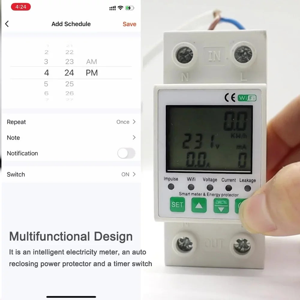 and Function Timer Home Voice Pinnaco Intelligent for Meter with Electric Leakage with WiFi Control Protection Compatible -