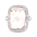 Cushion Quartz Rose Silver Briolette Ring Sterling