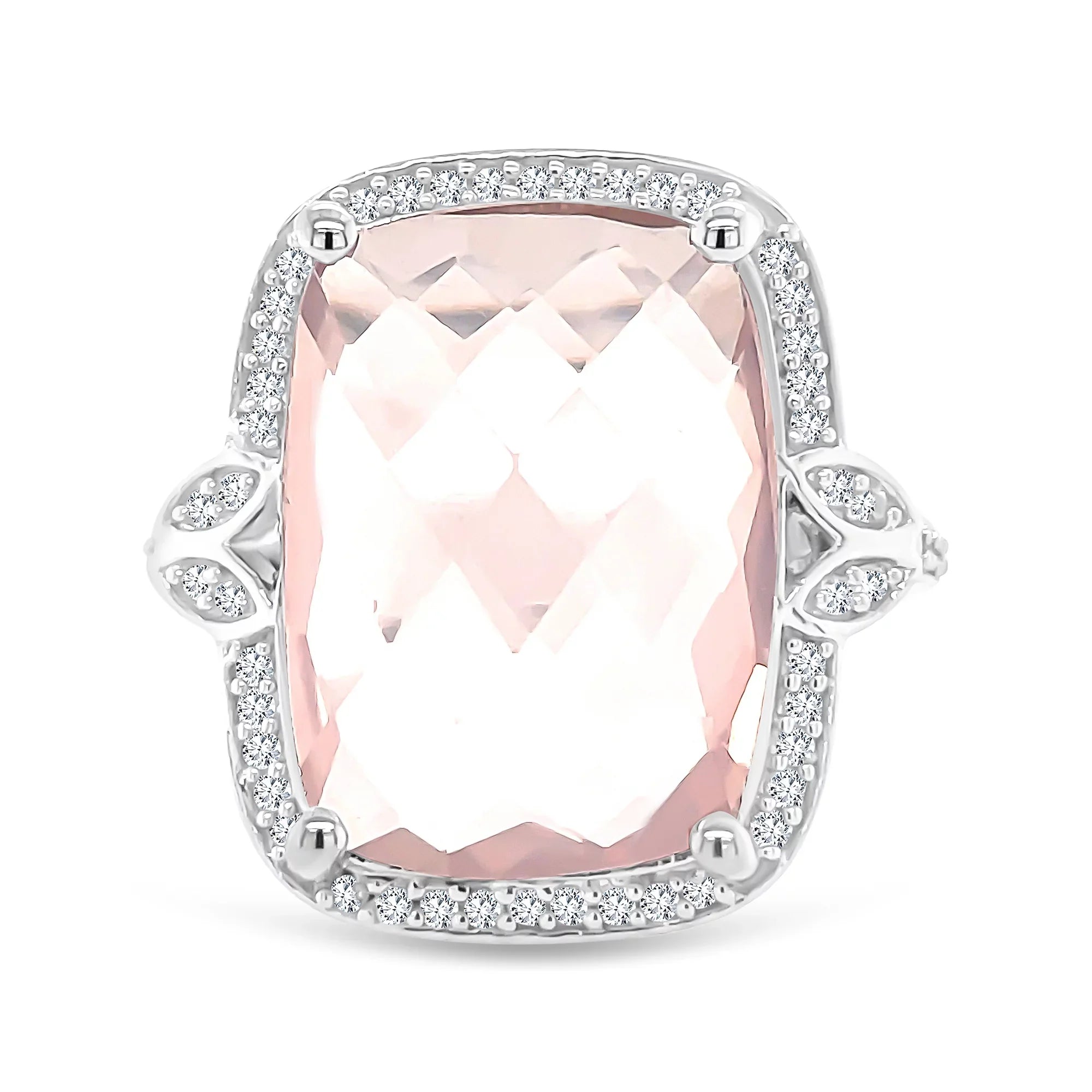 Cushion Quartz Rose Silver Briolette Ring Sterling