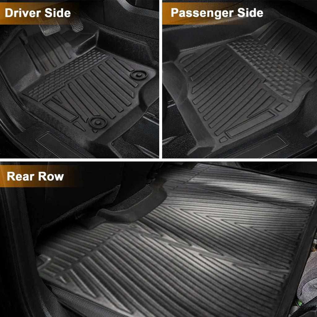 Floor For & 2015-2024 & SuperCrew Floor Seats All-climate Cab,Custom Super Mats 2nd For W/O F150 TPE 2015-2024 F150 Seat,Only 3PCS Crew&Bucket & Rear F-150 1st Storage Mats Front Row