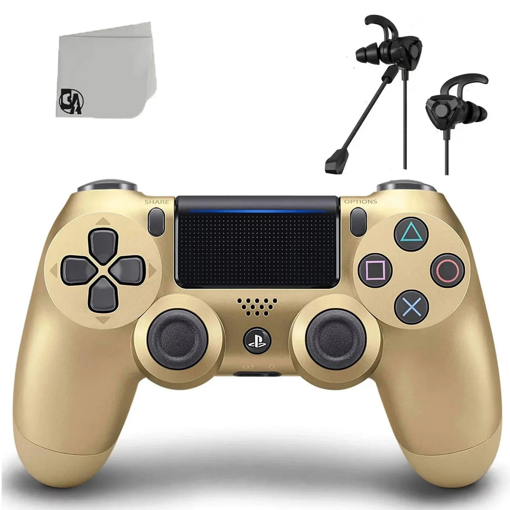 Earbuds DualShock - With Wireless New 4 Bundle Gold - BOLT Blue Controller PlayStation Like AXTION