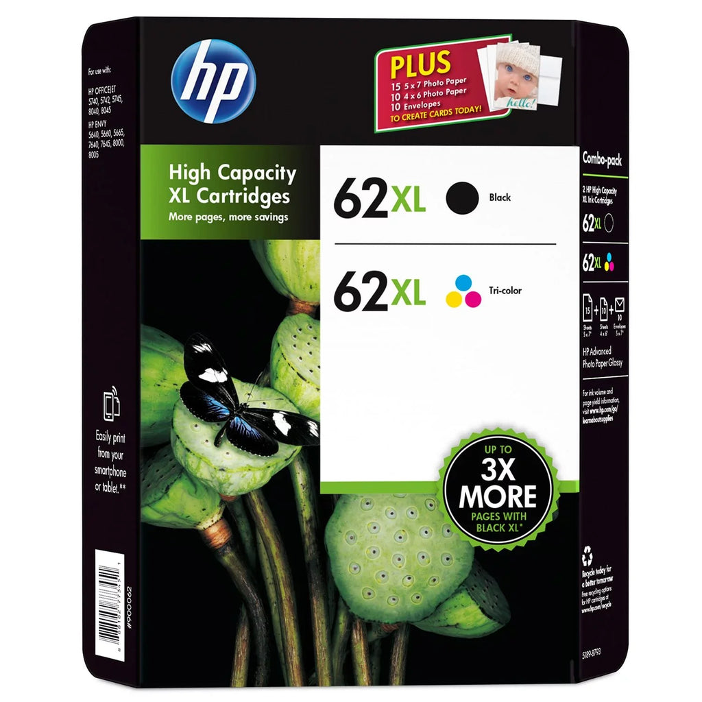 Ink Combo 62XL Color & Ink Cartridge Black HP