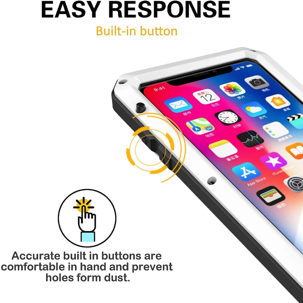 Metal and 5s Rugged Case (White) Aluminum Heavy Travel Protection, exterior Scratch Shockproof Military Gorilla Duty Resistant iPhone Glass Grade