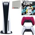 5 Microfiber 21 PS5 Cosmic Controller, Red ( Bundle and with Disc Cleaning The Version Playstation MLB Disc) Extra Show Cloth