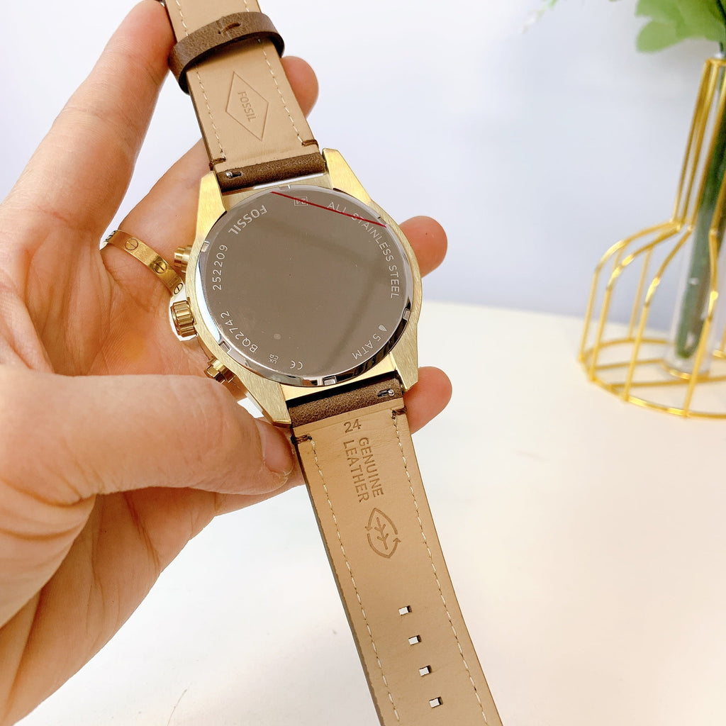 Multifunction Brox Leather Medium Brown Fossil Watch BQ2742