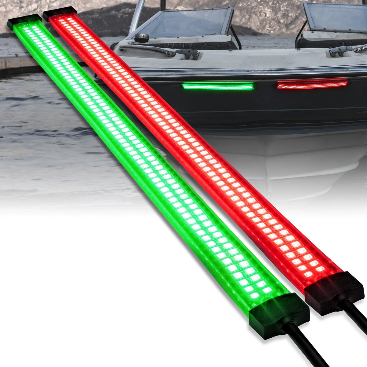 Strip Marine Pontoon Kayak Green LED Navigation Red Light Kit 132 Boat for 2-Row