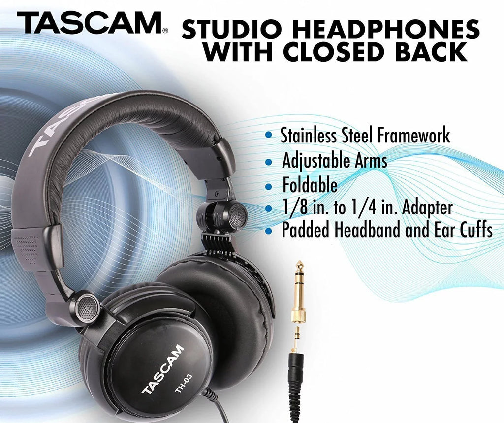 Back Closed Headphones TH-03 (Black) Over-Ear Tascam